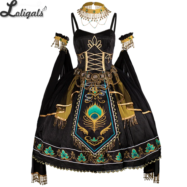 Egyptian Exotic Costume Ethnic Sleeveless Lolita Dress w. Shawls by Ocelot ~ Anubis