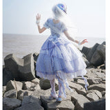 Lady from Deep Sea ~ Kirakira Chiffon Lolita Dress Short Sleeve Ombre Party Dress