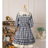 The Rhine River ~ Classic Sailor Collar Long Sleeve Plaid Lolita Dress by Strawberry Witch
