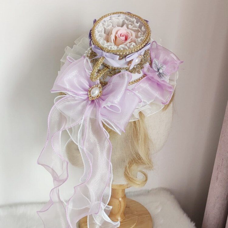 Rococo Mini Top Hat Lolita Hair Clip with Bow display picture 1