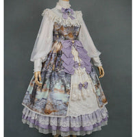 Dusk of the Gods ~ Retro Style Lolita Ruffled Open Front Long Sleeve Dress by Miss Point ~ Custom Tailored