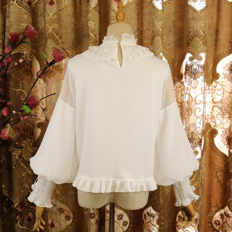 Sweet Lolita Chiffon Blouse Long Bishop Sleeves Illusion