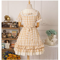 The Rhine River ~ Classic Sailor Collar Long Sleeve Plaid Lolita Dress by Strawberry Witch