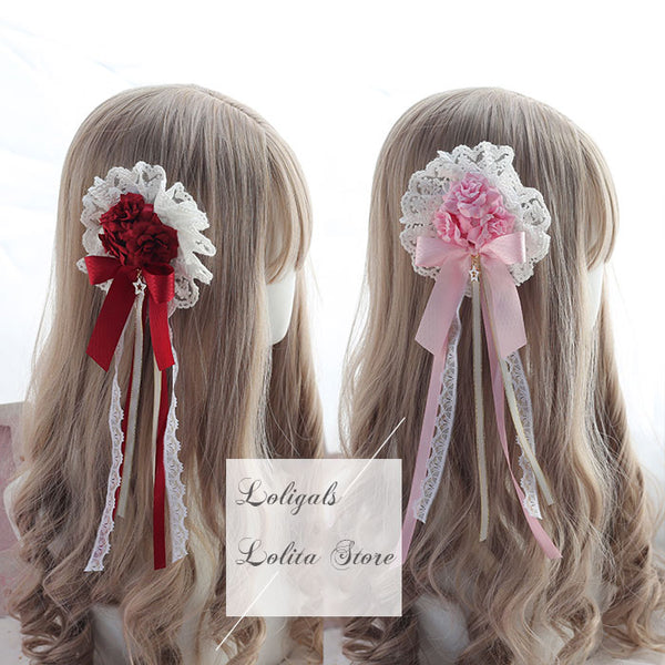 Sweet Lolita Rosette Headpiece Hair Clips