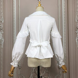 Lolita Chiffon Blouse Long Sleeve Peter Pan Collar Top for Women