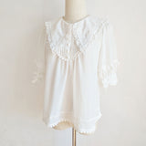 Short Sleeve Chiffon Blouse Pointed Collar Lolita Top