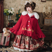 Sweet Warm Winter Lolita Cape Coat Mi-lu Embroidered Women's Coat