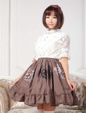 Steampunk Gear Printed Elastic Waist Pleated Ruffled Girl's Lolita Skirt