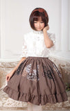 Steampunk Gear Printed Elastic Waist Pleated Ruffled Girl's Lolita Skirt