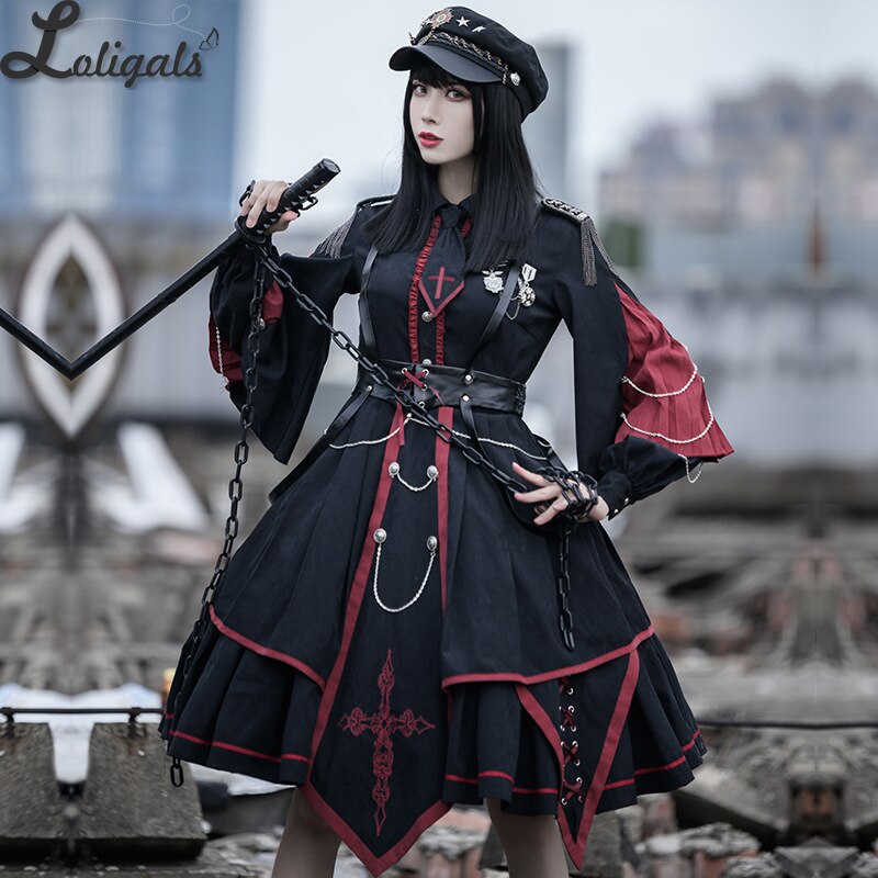 Military Officer ~ Gothic Military Uniform Vintage Long Sleeve Lolita Dress