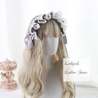 Angel's Street ~ Sweet Lolita Hairband Ruffled Headpiece with Bow