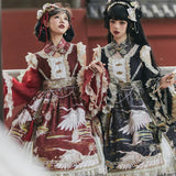 Flying White Cranes ~ Tranditional Chinese Style Cold Shoulder Lolita OP Dress by OCELOT