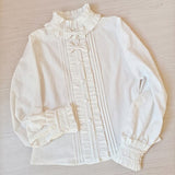 White Long Sleeve Cotton Shirt Stand Collar Lolita Blouse