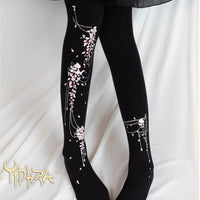 Wisteria ~ Sweet Floral Printed Lolita Tights by Yidhra