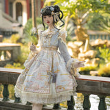 Flying White Cranes ~ Tranditional Chinese Style Cold Shoulder Lolita OP Dress by OCELOT