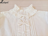 White Long Sleeve Cotton Shirt Stand Collar Lolita Blouse