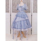 Lady from Deep Sea ~ Kirakira Chiffon Lolita Dress Short Sleeve Ombre Party Dress
