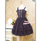 Classic Lolita Sleeveless Chiffon Dress Sweet Ruffled Midi Dress
