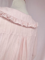 2019 Women's Lolita Cotton Blouse Pink Peter Pan Collar Ruffled Top