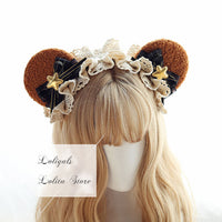 Cute Bear Ear Lolita KC Sweet Mori Girl Headband Cosplay Headpiece