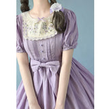 Miss Nelly ~ Classic Short Sleeve Lolita Dress with Embroidered Flowers