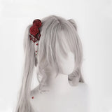 Gothic Halloween Headpiece White Lolita Hair Accessories Red Lace Rose Bow Hairpin Cobweb Cross Flat Hat