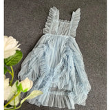 Ruffled Lolita Apron Sheer Mesh Cover-up Dress