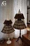 Detective School ~ Vintage Cool Plaid Lolita JSK Dress w. Cape by Alice Girl~Pre-order