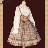 Sweet Checkered Lolita High Waist Skirt / Sailor Collar Cape for Women ~ The Summer Dawn by Infanta