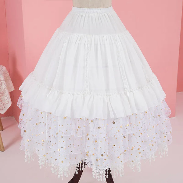 Falling Stars ~ Puffy Lolita Petticoat w. Detachable Hoops & Tassels