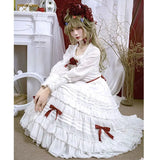 Rose Girl ~ Classic Lolita White Skirt / Long Sleeve Blouse by Dawn and Morning Dew