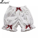 Sweet Winter Lolita Shorts Cute Warm Winter Fleece Bloomers Elastic Waist Knickers with Bow