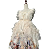 Vintage Lolita Polka Dotted Apron Sheer Mesh Cover up Dress