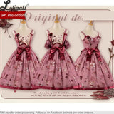 Pre-order Sweet Lolita Dress Printed Casual Party Dress w. Detachable Sleeves ~ Hare Mallow