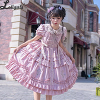 Sweet Lolita OP Dress Country Style Short Sleeve Casual Summer Dress ~ Blooming Irises