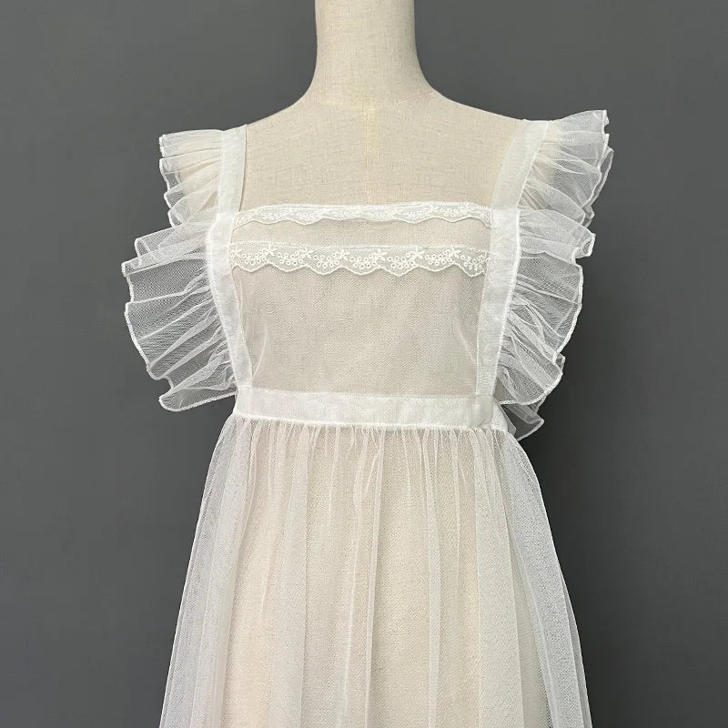 Sweet Lolita Apron Sheer Mesh Cover-up Sleeveless Dress Sweet Lolita Apron Sheer Mesh Cover-up Sleeveless Dress