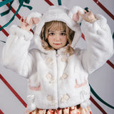 Little Lamb ~ Lovely Plush Lolita Jacket Hooded Warm Winter Coat for Women