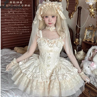 Sweet Lolita JSK Dress Ruffle Tiered Ballet Costume Mini Party Dress ~ Floating Light