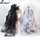 Miss Fulla Sweet Lolita Big Bow Hairpin Lolita Light Blue White Wedding Veil
