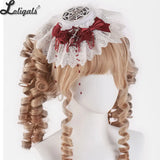 Gothic Halloween Headpiece White Lolita Hair Accessories Red Lace Rose Bow Hairpin Cobweb Cross Flat Hat