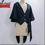 Ouji Lolita Outfit Vintage Royal Blue Hooded Cloak Cape / Bloomer Shorts / Vest by Princess Chronicles ~ Rabbit Run