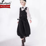 Retro Black Ouji Outfit Sweet Vest / Long Sleeve Shirt / Cropped Harem Pants by Princess Chronicles~ Secret Morning Post