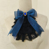 Victorian Lace Jabot Gothic Ruffled Bow Tie Detachable Collar