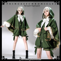 Ouji Lolita Outfit Retro Vine Green Long Bunny Ear Hooded Vest / Cosplay Bloomer Shorts / Tassel Cape by Princess Chronicles
