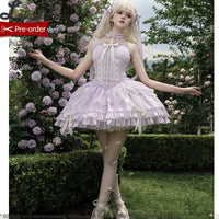 Pre-order Sweet Halter Neck Lolita JSK Dress Purple Corset Mini Party Dress by Alice Girl ~ The Cross