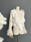Sweet Long Sleeve Sheer Top Ruffled Lolita Shrug