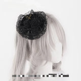 Lolita Gothic Headpiece Cross Rose Bow Hairpin Mini Flat Hat Hair Accessories Double Ponytail Hair Clips