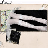 Sweet Bridal Pantyhose Long Lolita Summer Gothic Y2K Stockings with Bow-knot by Yidhra ~ Flower's Wedding Dress