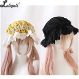 Antique Doll Bonnet Hat Vintage Girl Lolita Eyelet Lace Ruffle Sun Protection Hat