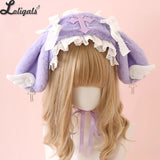 Cute Lolita Rabbit Ear Headband Subculture Cute Plush Cross Angel Wings Headgear